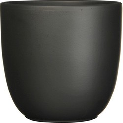 3 stuks - Bloempot Pot rond es/10.5 tusca 11 x 12 cm zwart mat Mica - Mica Decorations
