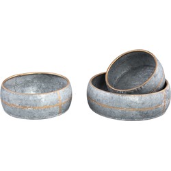 PTMD Zallie Grey Zinc minimal low pot round set of 3