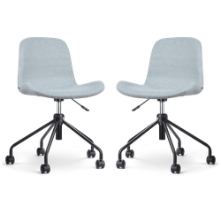 Nout-Fé bureaustoel lichtblauw - zwart onderstel - set van 2