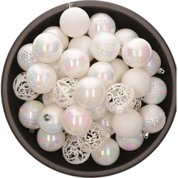 Bellatio Decorations kerstballen - 37x -parelmoer - 6 cm -kunststof - Kerstbal