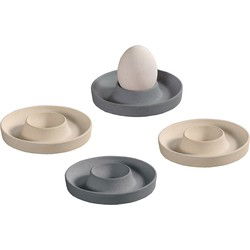 4x Melamine witte en grijze eierdopjes - 10 x 2 cm - Tafel dekken - Eierdopjes