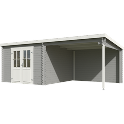 Blokhut met overkapping Orlando 581x292 Platinum Grey-Wit