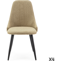 Set van 4 stoelen in stof met zwarte metalen poten L50 cm - MANI