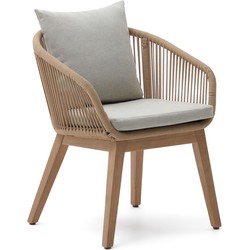 Kave Home - Portalo stoel met beige touw en massieve acaciahouten poten