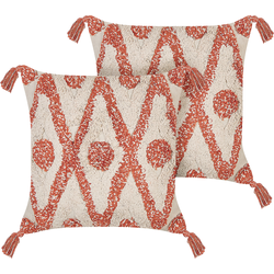 HICKORY  - Sierkussen set van 2 - Beige - 45 x 45 cm - Katoen