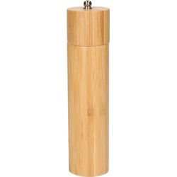 Pepermolen/zoutmolen bamboe hout beige 20 cm - Peper en zoutstel