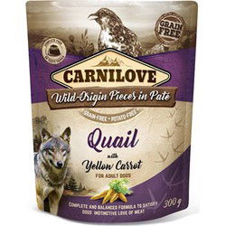 CARNILOVE DOG POUCH KWARTEL / GELE WORTEL 12X300 GR