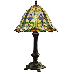 LumiLamp Tiffany Tafellamp  Ø 30x48 cm  Groen Blauw Glas Bloem Tiffany Bureaulamp