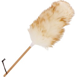 Plumeau/duster Nature - hout - bruin/wit - 51 cm - plumeaus