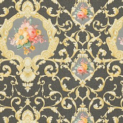 A.S. Création behang barokprint goud en antraciet grijs - 53 cm x 10,05 m - AS-343916