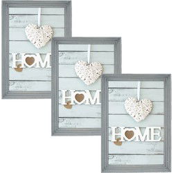3x stuks houten fotolijst vintage grijs geschikt voor een foto van 20 x 20 cm - Fotolijsten