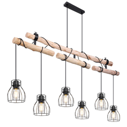 6 lichts-hanglamp roostervormig | Metaal| Hanglamp | Mat zwart | Woonkamer | Eetkamer