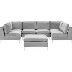 Beliani EVJA - Modulaire Sofa-Grijs-Fluweel