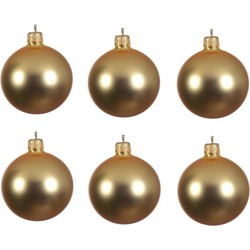 6x Glazen kerstballen mat goud 8 cm kerstboom versiering/decoratie - Kerstbal