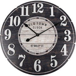 Clayre & Eef Wandklok Zwart Hout