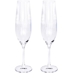 2x Champagne glazen/flutes 26 cl/260 ml van kristalglas - Champagneglazen