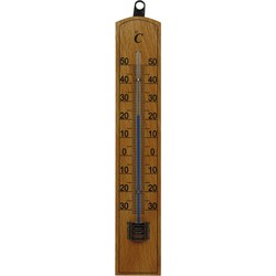 Thermometer buiten hout 20 x 4 cm - Buitenthermometers