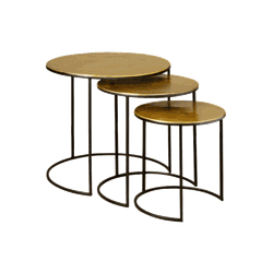 Tower living Iron side round table w alu top - set of 3