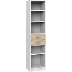 Bibliotheek 5 planken en 2 laden - L48 x H197 cm