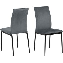 Eetkamerstoel - Donkergrijs - Zithoogte 48,5cm - Grondal - Set van 4