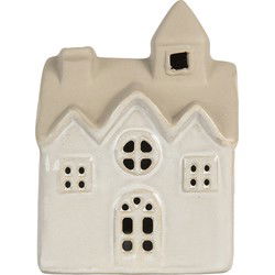 Clayre & Eef Decoratie Huis met LED 9x6x12 cm Beige Keramiek