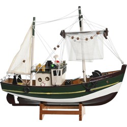 Vissersboot schaalmodel - Hout - 32 x 10 x 28 cm - Beeldjes