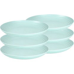 Plasticforte Camping bord - rond - 6x - D25 cm - mintgroen - kunststof - Dinerborden