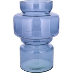 Bellatio Design Bloemenvaas - blauw transparant gerecycled glas - D17 x H25 cm - Vazen