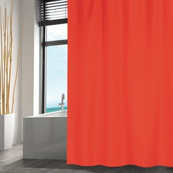MSV Douchegordijn met ringen - rood - polyester - 180 x 200 cm - Douchegordijnen
