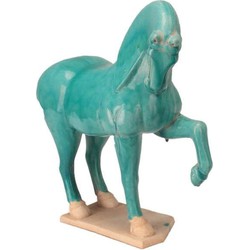 Fine Asianliving Chinees Paard Blauw Terracotta Porselein Handgemaakt
