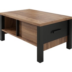 Meubella Salontafel Olivia - Zwart - Eiken - 90 cm