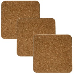 Set van 3x stuks vierkante pannen onderzetters van kurk 20 cm - Panonderzetters