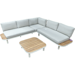 Moa cornerset taupe/acacia incl. royal stone green kussens