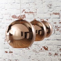 Hoyz - Hanglamp - 3 Bolvormige Hanglampen - Koperkleurig Glas