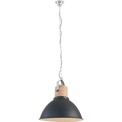 Mexlite - hanglamp - Emile - zwart - hout metaal - Ø 38cm - E27 - 7781ZW