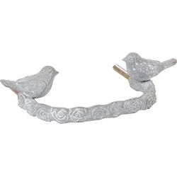 Clayre & Eef Handgreep Grijs IJzer Vogels