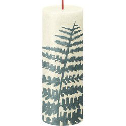 Rustiek printed stompkaars 190/68 Soft pearl fern