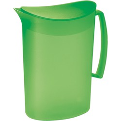 Juypal Schenkkan/waterkan - groen - 2 liter - kunststof - L20 x H23 cm - met deksel - Schenkkannen