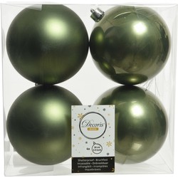 4x stuks kunststof kerstballen mos groen 10 cm glans/mat - Kerstbal