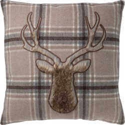 J-Line - Kussen Dons Hert Polyester Grijs - 45x45x10cm