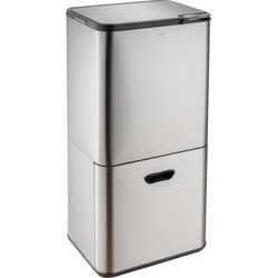 Luzzo® Kansas Push Prullenbak 63 liter Afvalscheiding 4 vakken - Afval Scheiden - Metal Grey
