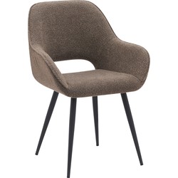 LABEL51 Eetkamerstoel Fer - Bruin - Boucle - Black Frame