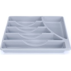 Decopatent® Besteklade - Met 6 Vakken - Bestekbak - Kunstof - Bestekbakken - Keukenla bestek organizer - 29.7x35.7x4.5 Cm - Grijs