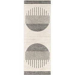 Modern Scandinavisch Loper Gang ENSO - Wit/Zwart - 80x220 cm 