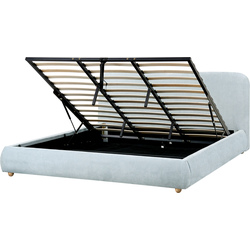 BLAGNAC - Bed met opbergruimte - Lichtblauw - 180 x 200 cm - Stof
