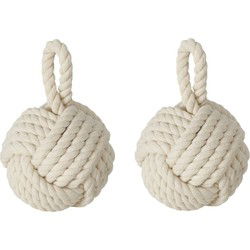 Boltze deurstopper knoop - 2x - 1.5 kilo - creme witA - jute - 23 x 15 cm - Deurstoppers