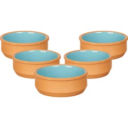 Set 18x tapas/creme brulee serveer schaaltjes terracotta/blauw 12x4 cm - Snack en tapasschalen