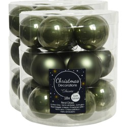 54x stuks kleine glazen kerstballen mos groen 4 cm mat/glans - Kerstbal