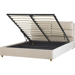 BATILLY - Tweepersoonsbed - Lichtbeige - 160 x 200 cm - Fluweel