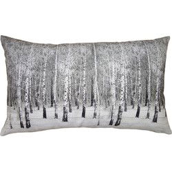 Clayre & Eef Kussenhoes  30x50 cm Grijs Polyester Rechthoek Boom Sierkussenhoes